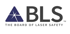 Logo of the Board of Laser Safety (BLS) featuring a blue triangular design and bold black text.